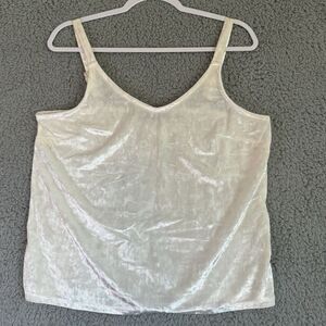 Colleen Lopez Crushed Velvet Camisole Tank Top Adjustable Straps‎ Cream Med. New